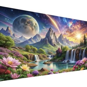 COHAYISY Large Waterfall Diamond Art Painting, DIY Landscape Pack Round Diamond Painting Kits for Adults Beginners, Crystal Rhinestones for Home Wall Decoration Gift 15.7x27.5inch