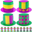 Janmercy Mardi Gras Hats Accordion Party Top Hats Cardboard Foldable Paper Hats for Adults Carnival Costume Headwear 16 Pcs