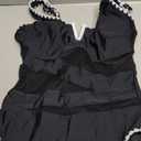 Blooming Jelly Women One Piece Swimsuit Sexy Mesh Swim Suit Tummy Control Slimming Bathing Suit Neon Sport Swimwear (Small, Black White)