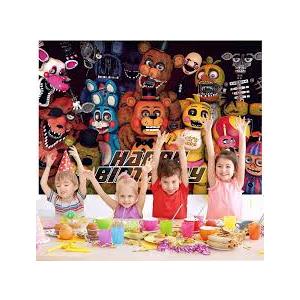 Freddy's Backdrop, 5 Nights Party Background Photo Booth Banner Large Fabric Artistic for Birthday Party Decorations (Black),  5 x 3 Ft