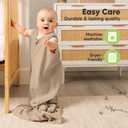 2-Pack Baby Sleep Sacks, Zipper Wearable Blanket - 0.5TOG Organic Cotton,Lightweight,Soft Cozy Toddler Sleeping Sack 6-12 months,Easy to Wear Large Newborn Transition Swaddles Sleepsacks(Ecru, M)