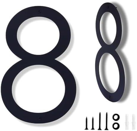 16 Inch Modern House Numbers for Outside, Large Black Metal House Numbers, House Address Numbers for House Address Apartments Wall Door Hotel Garage Gate with Nail Kit Number 8