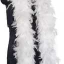 2 Yards 80g Turkey Chandelle Feather Boa for DIY Craft,Party Dancing Dress Up, Halloween Decoration (White)