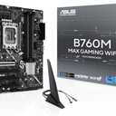 ASUS B760M MAX Gaming WiFi Intel B760 (LGA 1700) mATX Motherboard, Advanced AI PC-Ready, PCIe 5.0 x16, DDR5, 3X M.2, Wi-Fi 6, DisplayPort, HDMI, SATA, USB 10Gbps Type-A, USB 5Gbps Type-C, Aura Sync