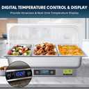 Electric Chafing Dish, Triple Pan Electric Chafing Dish Buffet Set with Temperature Control Display, Roll Top Electric Buffet Servers and Warmers for Catering