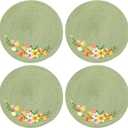 Spring Round Braided Placemats Set of 4 Place Mats for Dining Tables Spring Flowers Placemats 14 Inch for Kitchen Holiday Party Pea Green Washable Non-Slip Table Mats