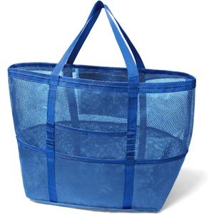Mesh Beach Bag, Large Beach Bag Swimming Bag Foldable Mesh Tote for Your Family Beach Trip