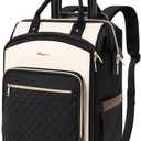 Rolling Backpack for Women, Travel Backpack with Wheels, Dual-Opening Wheeled Laptop Backpack, Stylish Rolling Laptop Bag, Overnight Underseat Carry on Luggage for College Business Work, Beige Brown