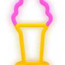 Low Energy Ice Cream Sign Led Light - Premium Quality Neon Sign Led Desk Lamp - Pink & Yellow Ice Cream Led Light with Desk Stand Base and USB Accessibility