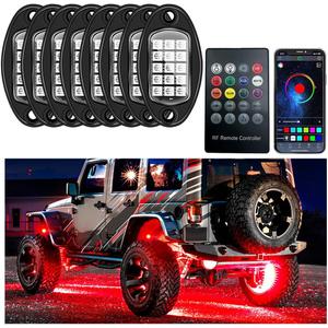 8 Pods Rock Lights for Car, Multi Color RGB LED Rock Lights Kit with APP & Remote Control, Music Mode, Waterproof Underglow Neon Light for Pickup Truck SUV, Car Accessories