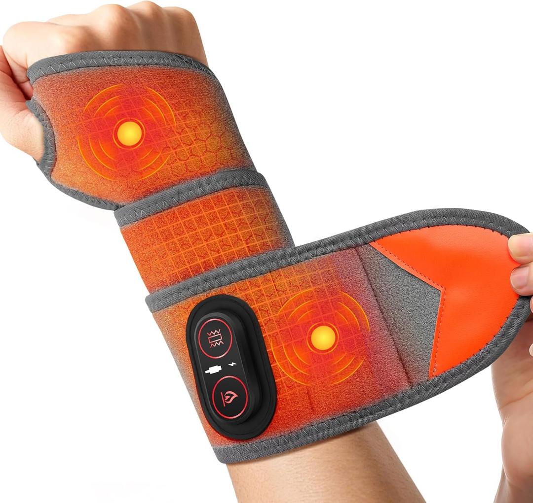 Cordless Wrist Heating Pad for Relief Pain,Wrist Massager for Carpal Tunnel,Rechargeable Heated Wrist Brace,Wrist Massager for Arthritis