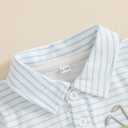 Toddler Baby Boy Shirt Golf Stripes Short Sleeve Button Down T-Shirt Tops Cute Infant Casual Tee Summer Clothes (White)