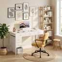 HLDIRECT 47" Computer Desk with 6 Drawers, Home Office Desk with Large Storage for Home Office,Gaming,Writing Study,Work (White)