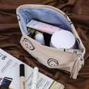 2 x Makeup Bag Small Cosmetic Pouch: Cosmetic Bag for Purse - Cute Make up Bags with Tassel - Gifts for Teen Girl (01-Khaki)
