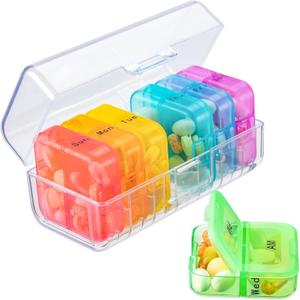 Zoksi Pill Organizer 2 Times a Day, Weekly 7 Day Pill Box, Daily Am Pm Pill Organizer with Double-Side Large Opening for Easy to Use, Color Tracking Travel Pill Case for Medicine, Fish Oils, Vitamins