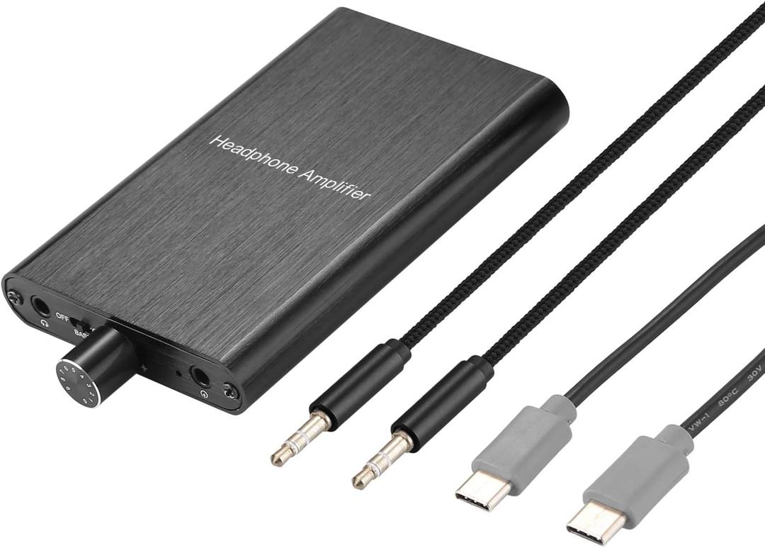 Headphone Amplifier with Bass Boost, Support 3.5mm AUX and Type-C 16-600Ω Headphone -3.5mm Stereo Audio Out, GAIN, Bass for Mac, Phones, iPad, MP3, MP4 and Computers,Xbox one,PS4,PS5 Controller