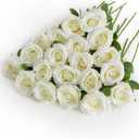 PARTY JOY 20PCS Artificial Flowers, Silk Flower Realistic Roses Bouquet Long Stem Fake Flower for Home Decor Wedding Decoration