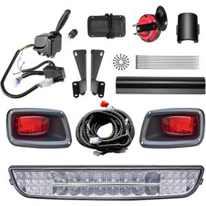 Golf Cart LED Light Bar Kit For EZGO TXT 1996-2013 with Turn Signal, Horn, and Brake Switch Pad 12V Street-Ready Upgrade Kit Golf Cart Headlights Taillights Compatible with 1996-2013 Models