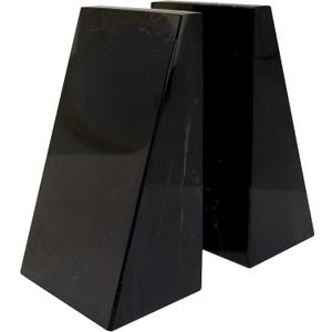 Ottimo Premium Polished Stone Marble 6" Book Ends for Bookshelf Decor, Home, Office or Kitchen Shelves. Heavy, Triangular, and Decorative Book Stopper with Anti-Slip Pads, Great Gift Idea (Black)