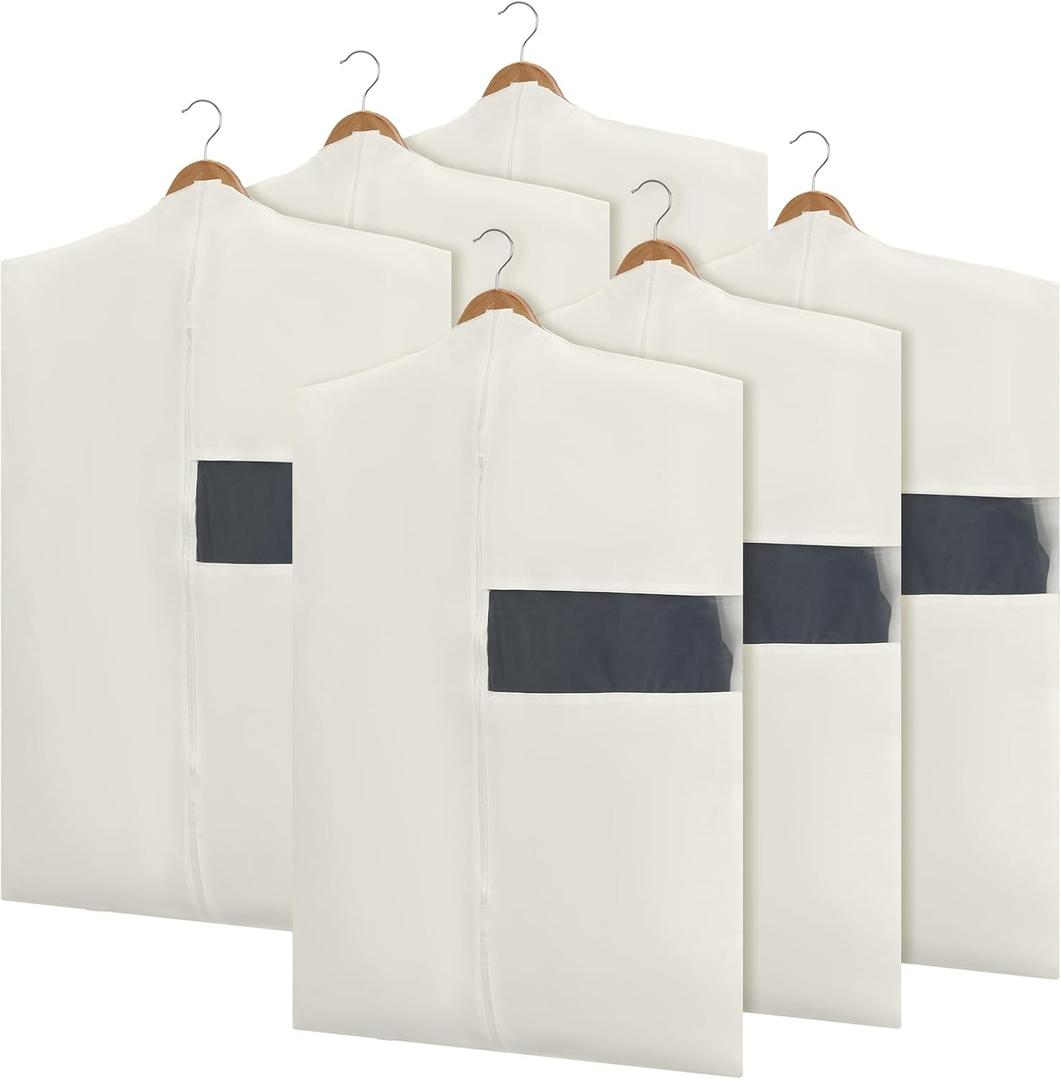 Aliceset Cotton Garment Bags for Hanging Clothes, Canvas Suit Bags for Clothes Coats Jackets Shirts Closet Storage Travel Gusseted Hanging Garment Cover(6 Pcs,32 Inches)