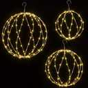 LIGHTSHARE 248LED 12IN+16IN+20IN Light Ball Yard Decoration Pathway Lights White Sphere Light Fold Flat Metal Frame Indoor Outdoor Waterproof Garden Lights, Plug in(Set of 3)