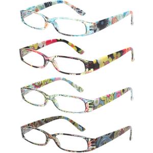 Kerecsen Women's Reading Glasses 4 Pairs Ladies Fashion Spring Hinge Readers (4 Pack Mix)