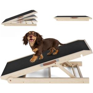 Dog Ramp for Couch 32", Pet Ramp for Bed with Adjustable Slope, 15.7" Wide Non-Slip Rubber Surface & 4" Flat Platform, Dog Steps for Dachshund Corgi Senior Dogs Holds 200 lbs