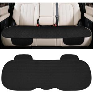 Car Back Seat Cover, Anti-Slip Long Vehicle Rear Bench Protectors with Storage Pocket, Breathable Comfortable Auto Interior Seating Bottom Protection Accessories, Universal Fit (Black)