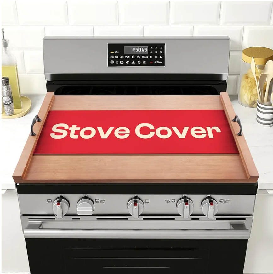 Riveira 30 x 22 Bamboo Natural Stove Top Covers for Electric Stove & Gas Stove Top Covers for Gas Burners – Large Gas Stove Cover with Handle & Juice Groove – Rustic Stove Covers for Gas Stove Top