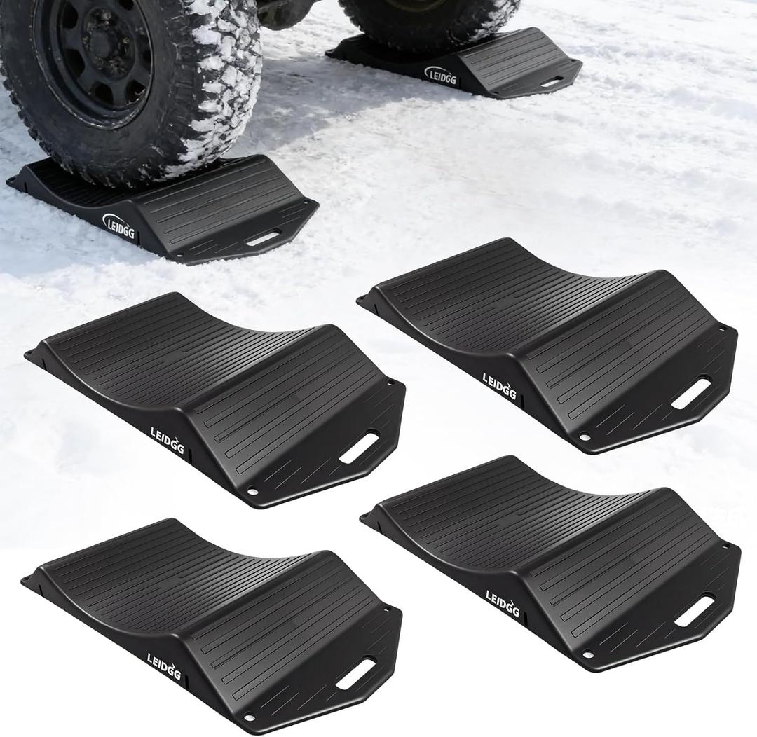 Tire Cradles Set of 4Pack Anti-Slip Pads Tire Saver Ramps with Interlock Design Plastic Car Ramps for RV,Trailer,Truck Up to 40000 LBS