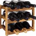 Niep Wine Rack 9 Bottle 3-Tier Wood Wine Storage Easy-Assembly Space-Saving for Wine Lovers,Kitchen Wine Organizer for Countertop,Table Top,Pantry, Home,Room Decor,Bar,Cellar Basement (3-Tiers)