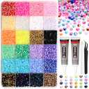 RODAKY Resin Rhinestone for Bedazzling Colorful Flatback Crystals AB Color 3mm Gems Kit with 2PCS 10ml B7000 Glue Tweezer Diamond Making Kit for DIY Craft Clothing Shoes Nail Decor