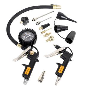 10 Pieces Heavy Duty Air Compressor Accessory Kit, 100PSI Tire Inflator with Gauge, Air Blow Gun and Air Nozzles, 1/4" NPT Air Tool Kit