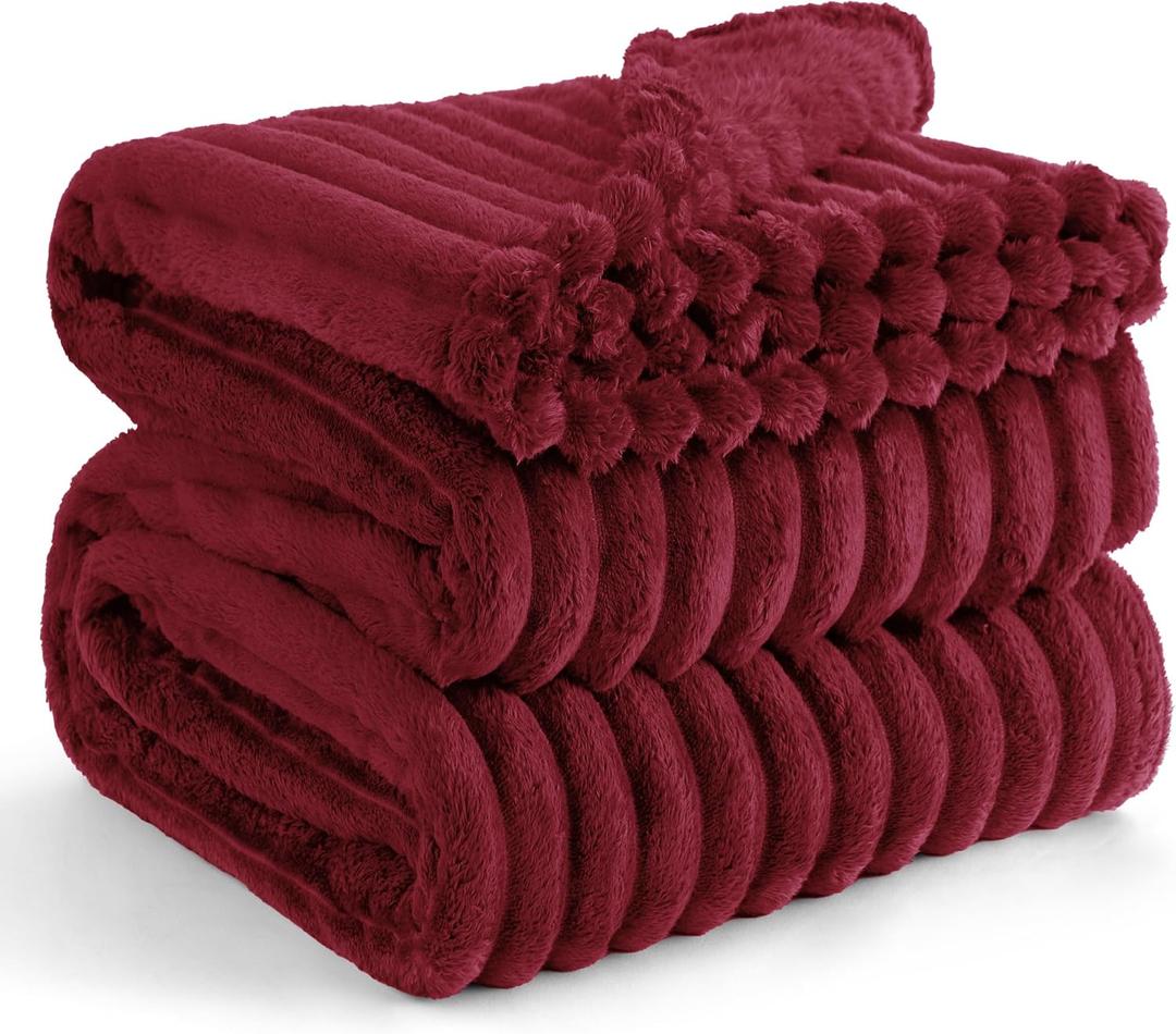 Bedsure GentleSoft Deep Red California King Size Blanket for Bed - Cozy Soft Blankets for Women, Cute Small Fleece Throws for Girls, Birthday Gifts for Women, 102x96 Inches (Burgundy)