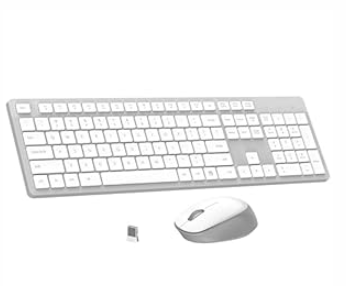 LeadsaiL Wireless Keyboard and Mouse Combo, Full-Sized Ergonomic Computer Keyboard, 2.4GHz Cordless Keyboard Silent Mouse Set with 2-in-1 USB Receiver, 12 FN Shortcuts for Windows Laptop, PC/Mac-Black