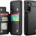 Compatible with Samsung Galaxy A16 Wallet Case with Card Holder RFID Blocking for Women Men, Double Magnetic Clasp Kickstand Shockproof Phone Case Fit for Galaxy A16 5G, Black