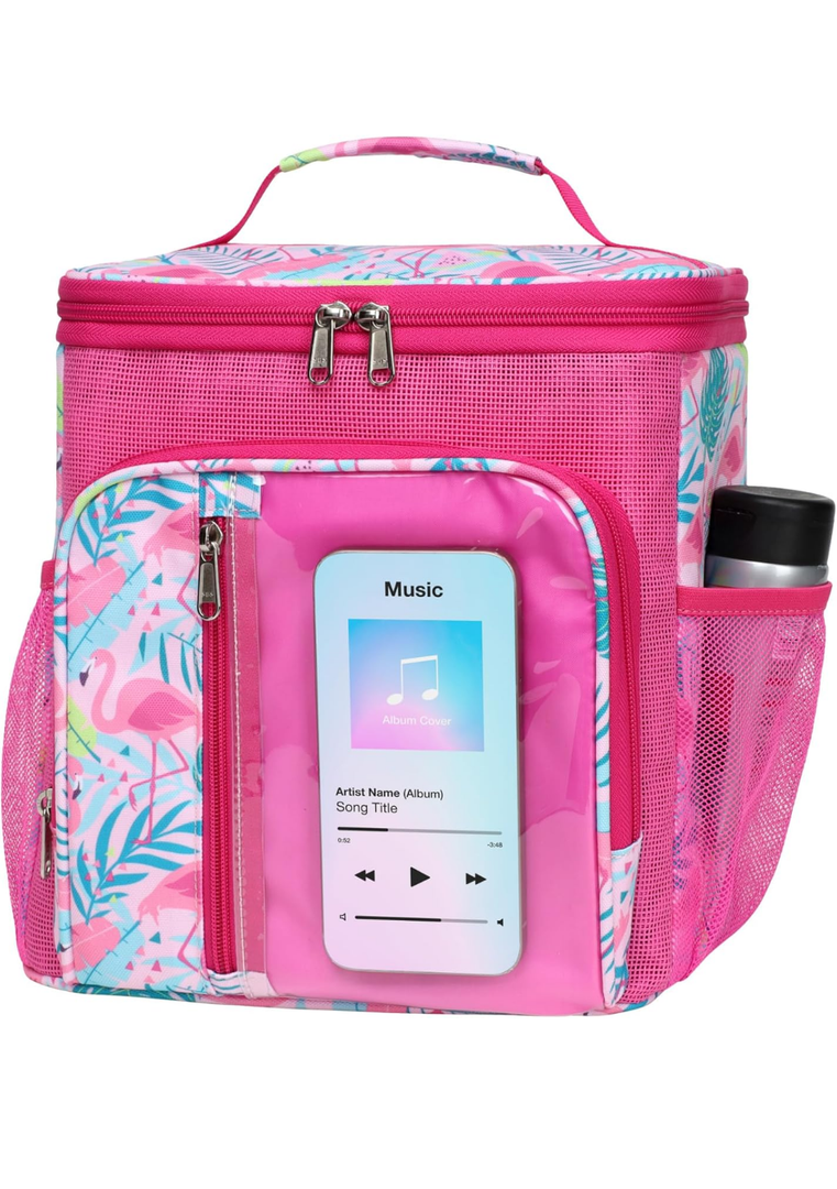 F-color Hanging Shower Caddy Portable - College Dorm Essentials for Guys with Hooks, Quick-Dry Shower Bag for Dorm Travel Gym Camping Essentials, Water-Resistant with Multiple Pockets, Pink Flamingo