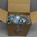 Wettarn 50 Pcs Christmas Ball Ornaments 4'' 3.2'' 2'' 1.2'' Xmas Tree Shatterproof Ornament Decorate with Hanging Loop for Holiday, Party Decorations, Matte, Shiny, Disco Mirror, Glitter(Ice Blue)