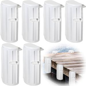 Dock Fenders Bumpers,Boat Dock Bumpers for Edge or Side,Marine Fender Guard Vertical Protection,Soft Durable Construction,Includes Mounting Hardware,6 Pack-White