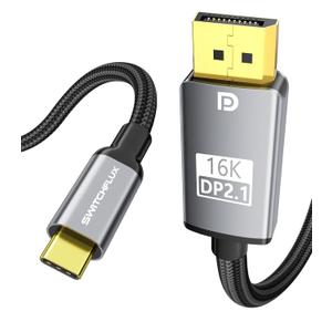 USB C to DisplayPort 2.1 Cable [16K@30Hz 8K@120Hz 4K@240Hz] 40Gbps Type C to Display Port Cord Thunderbolt 4/3 Compatible with iPhone 16/15 Pro Max, MacBook Pro/Air, iPad, Mac mini - 6FT