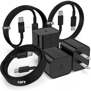 Fast Charger for iPhone 16 15 Charger Fast Charging 3Pack, 3+6+10ft USBC to USBC Cable Cord &20W Type C Block for iPhone 16 Pro Max/16 Pro/15 Pro Max/15 Pro/16 Plus/15 Plus/iPad Pro/Air/Mini