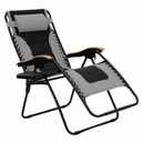 Phi Villa Oversized Zero Gravity Padded Chair, Cup Holder, Wood Armrest