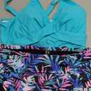 Yonique Womens Plus Size Bikini High Waisted Swimsuits Two Piece Bathing Suits Tummy Control Swimwear (Blue Paisley, 16Plus)