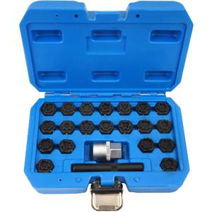 BHB 22PCS Wheel Locking Nut Key Removal Tool Kit Wheel Anti-Theft Lock Lug Nut Screw Remover Set with Punch and 1/2 Inch Driver Scoket Adaptor Compatible with Audi