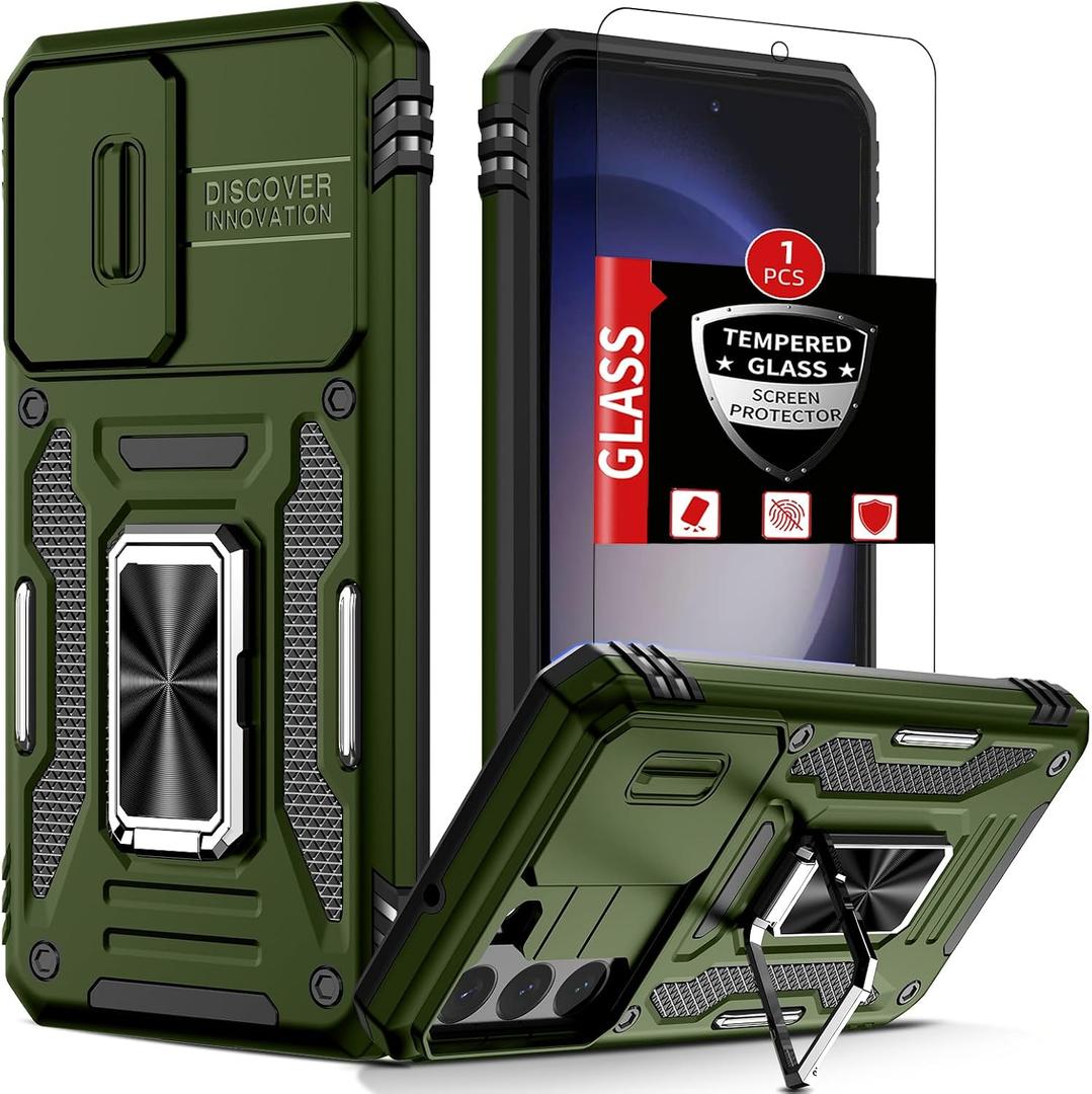 2 x for Samsung Galaxy S23 Plus Case,with Camera Cover + 360Kickstand