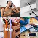 Cord Holder Cable Clips, 12PCS Self-Adhesive Wire Management Keeper Cord Organizer Charger Holder for Desktop USB Charging Cable Nightstand Power Cord Mouse Cable Wire PC Office Home (White)