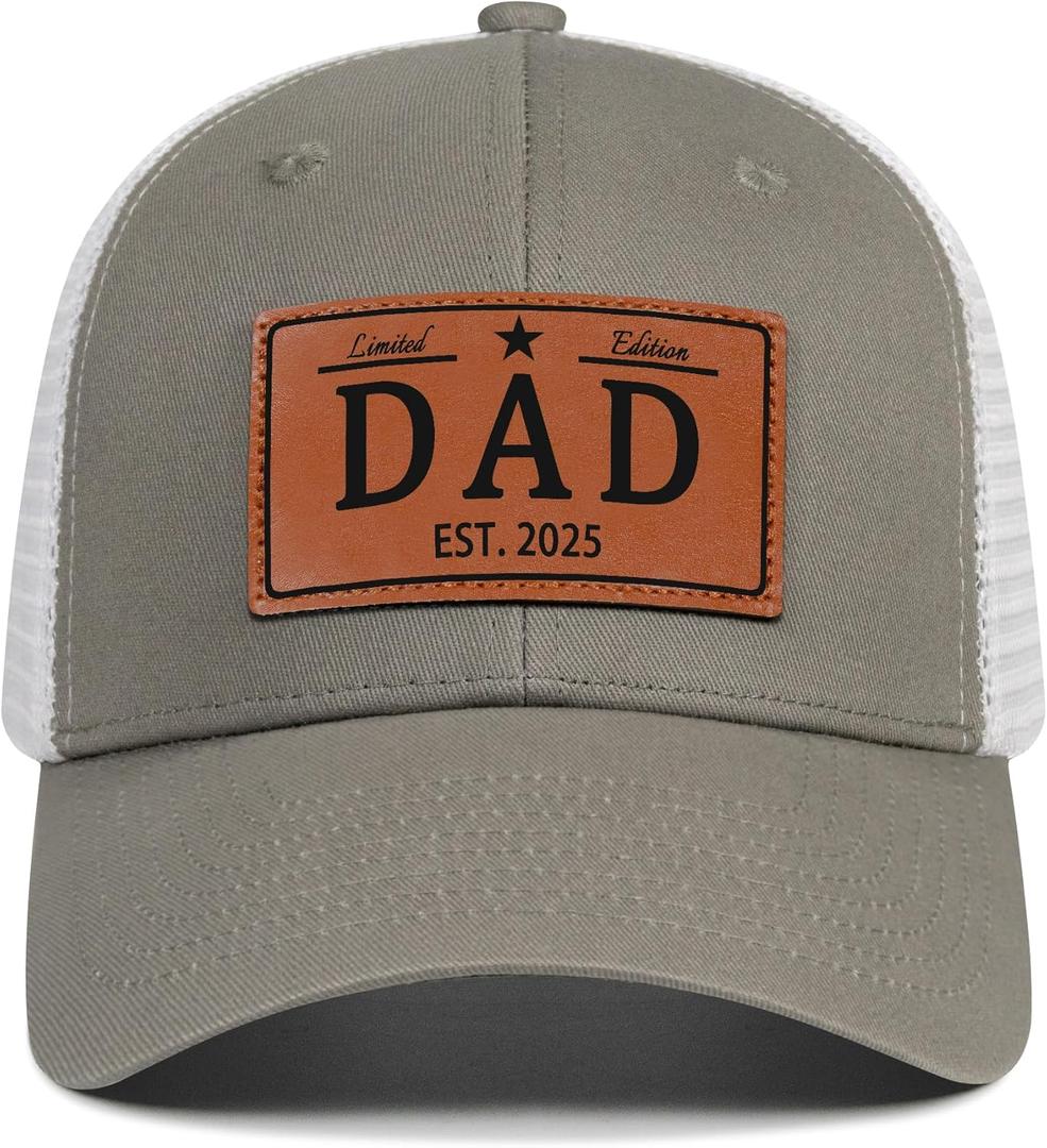 New Dad Gifts Fathers Day Hats First Time for Men,2026 DAD Cap (One Size, 2025/Grey/White)