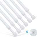6Pcs Tension Rod, Goowin Tension Curtain Rod, No Drilling Rustproof Spring Small Tension Rod, Adjustable Tension Rods for Closet, Kitchen, Cupboard, Wardrobe, Bookshelf (White, 22-35 inch)