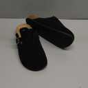 BiuYorBTY Womens Mens Suede Clogs, Leather Mules with Arch Support, Adjustable Buckle Slip On Cork Footbed Sandals Orthopedic Sandals for Women, Black 8W