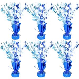Gyufise 6 Pack Metallic Foil Spray Centerpiece Snowflake Table Decoration Burst Table Centerpieces Table Decor for Winter Wonderland Birthday Wedding Anniversary Holiday Party Supplies Blue